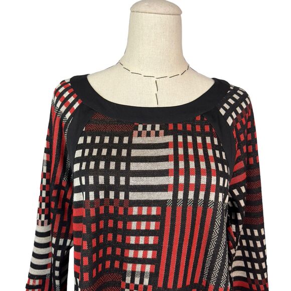 W by Worth Top Women Multicolor Sheer Back Scoop Neck Long Sleeves Pullover SZ S - Picture 4 of 8